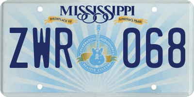 MS license plate ZWR068