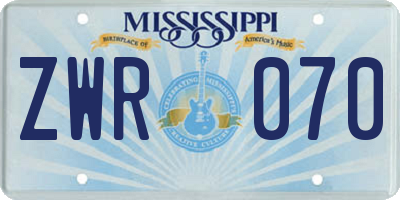 MS license plate ZWR070