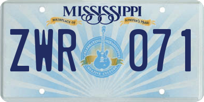 MS license plate ZWR071