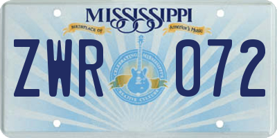 MS license plate ZWR072