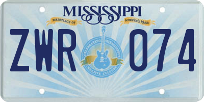 MS license plate ZWR074