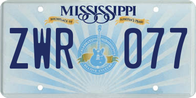 MS license plate ZWR077