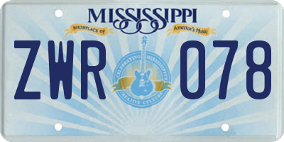 MS license plate ZWR078
