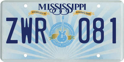 MS license plate ZWR081
