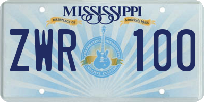MS license plate ZWR100