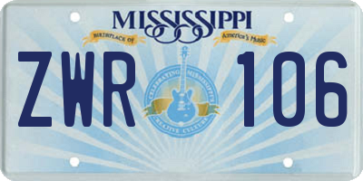 MS license plate ZWR106