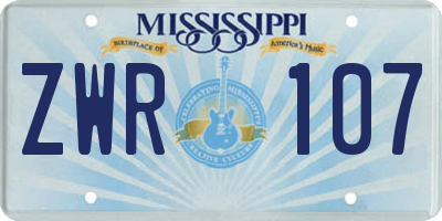 MS license plate ZWR107