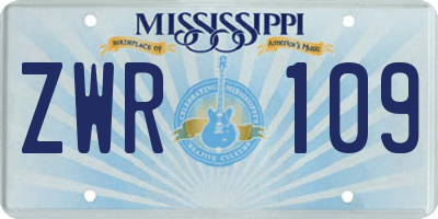 MS license plate ZWR109
