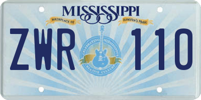 MS license plate ZWR110