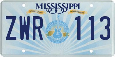 MS license plate ZWR113