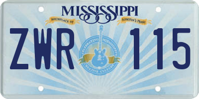 MS license plate ZWR115