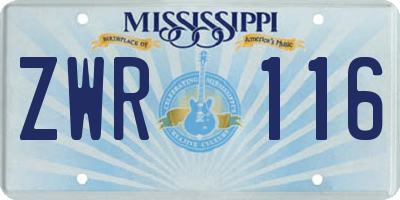MS license plate ZWR116