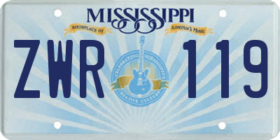 MS license plate ZWR119