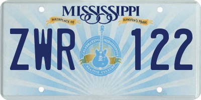 MS license plate ZWR122