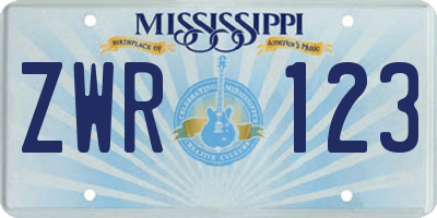 MS license plate ZWR123