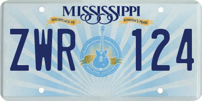 MS license plate ZWR124