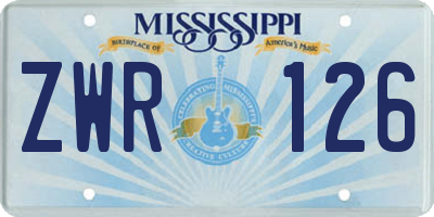 MS license plate ZWR126