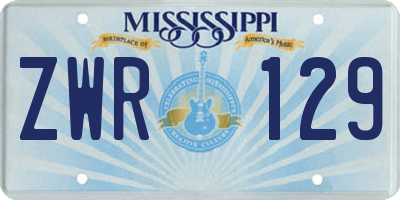MS license plate ZWR129