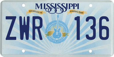 MS license plate ZWR136