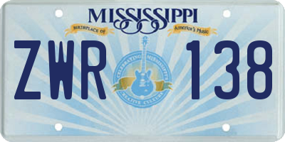 MS license plate ZWR138