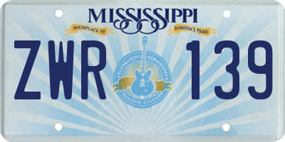 MS license plate ZWR139
