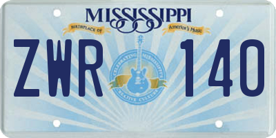 MS license plate ZWR140