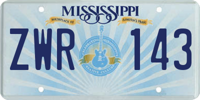 MS license plate ZWR143