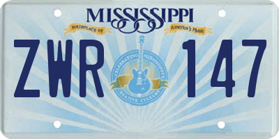 MS license plate ZWR147