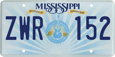 MS license plate ZWR152