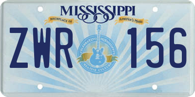 MS license plate ZWR156