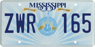 MS license plate ZWR165