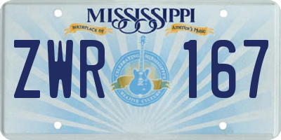 MS license plate ZWR167