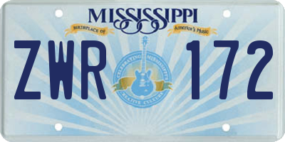 MS license plate ZWR172