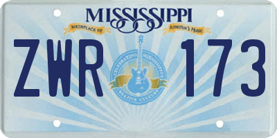 MS license plate ZWR173
