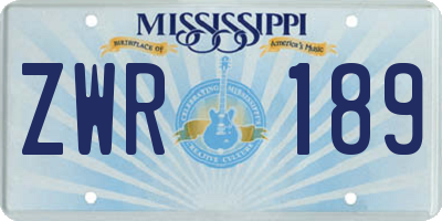 MS license plate ZWR189