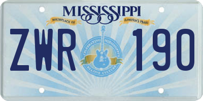 MS license plate ZWR190