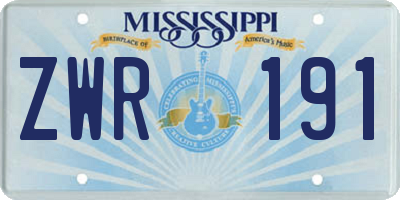 MS license plate ZWR191
