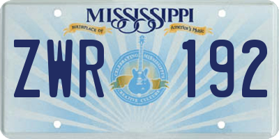 MS license plate ZWR192