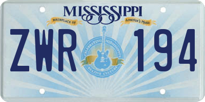 MS license plate ZWR194