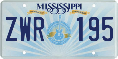 MS license plate ZWR195