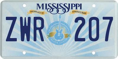 MS license plate ZWR207