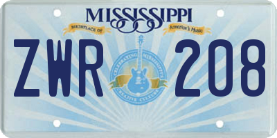 MS license plate ZWR208