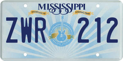 MS license plate ZWR212