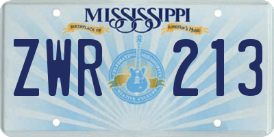 MS license plate ZWR213