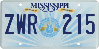 MS license plate ZWR215