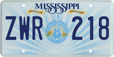 MS license plate ZWR218
