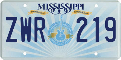 MS license plate ZWR219