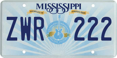 MS license plate ZWR222