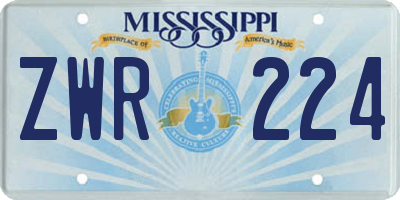MS license plate ZWR224