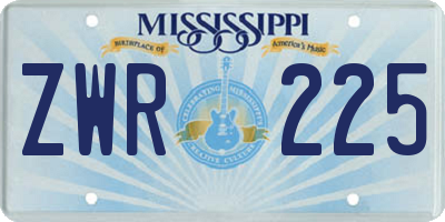 MS license plate ZWR225